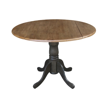 International Concepts Round 42 in Round Dual Drop Leaf Pedestal Table, Hickory/Washed Coal, 42 W, 42 L, 29.5 in H, Wood T45-42DP